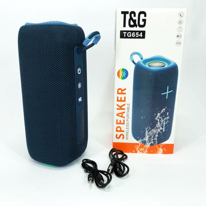 Портативная Bluetooth колонка TG654 8W с подсветкой, Аккумуляторная колонка для музыки. Цвет: синий