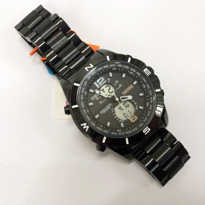 Часы наручные мужские SKMEI 1670BKWT BLACK-WHITE, Армейские часы противоударное. Цвет: черный
