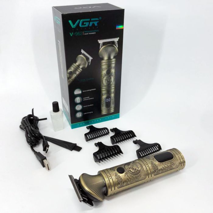 Аккумуляторная машинка для стрижки волос VGR V-962 триммер для бороды и усов с насадками 1-7 мм