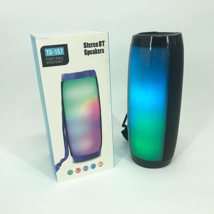 Портативная bluetooth колонка влагостойкая TG157 Pulse с разноцветной подсветкой. Цвет: черный