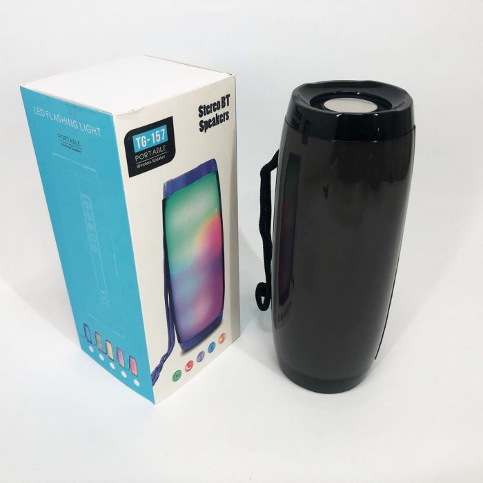 Портативная bluetooth колонка влагостойкая TG157 Pulse с разноцветной подсветкой. Цвет: черный