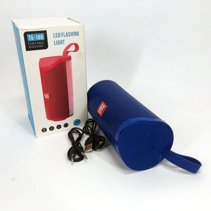 Портативная Bluetooth колонка TG169 с разноцветной подсветкой FM-радио 5Wx2. Цвет: синий