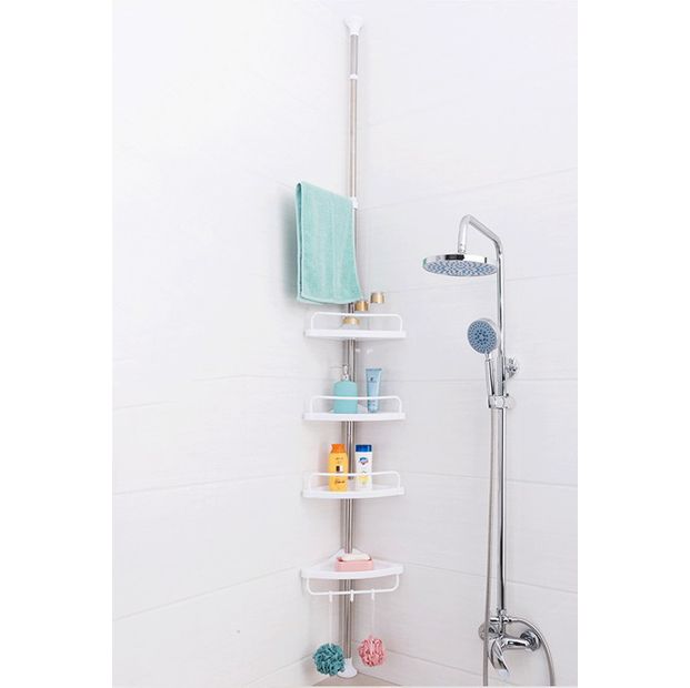 Угловая полка в ванную Multi Corner Shelf AD 9866 из металла и пластика 2.6 метра, 4 полки, регулируемая
