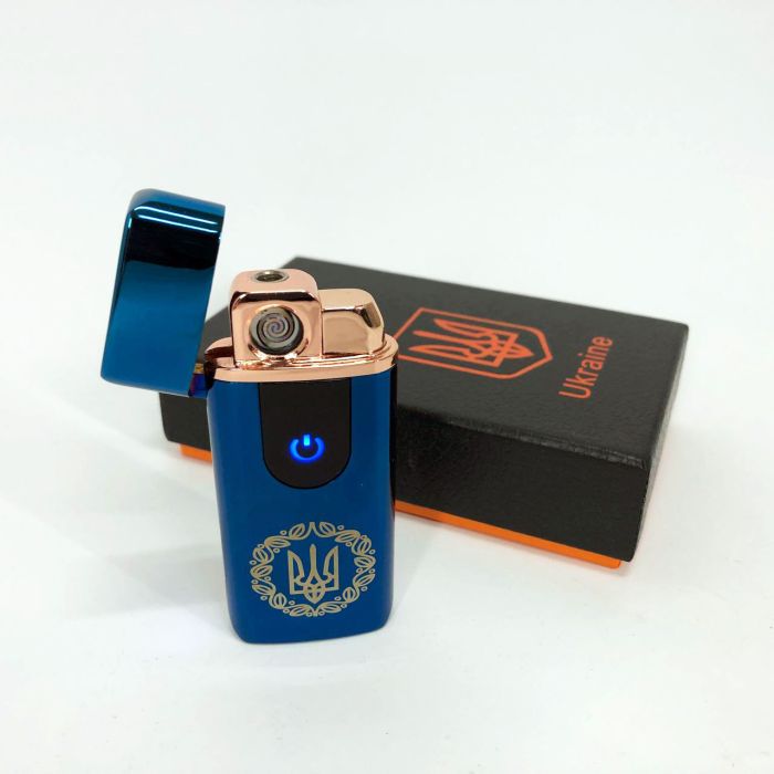 Электрическая и газовая зажигалка Украина с USB-зарядкой HL-435, зажигалки с зарядкой от usb. Цвет: синий