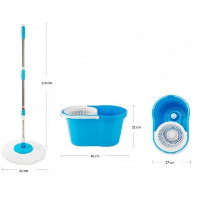 Универсальная швабра с отжимом-центрифугой и ведром Easy Mop Круглая Швабра. Цвет: синий