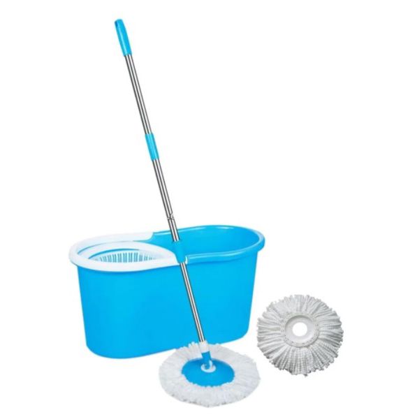 Универсальная швабра с отжимом-центрифугой и ведром Easy Mop Круглая Швабра. Цвет: синий