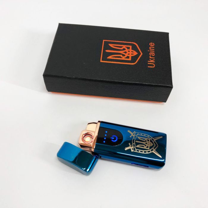 Электрическая и газовая зажигалка Украина с USB-зарядкой HL-432, зажигалка сенсорная. Цвет: синий