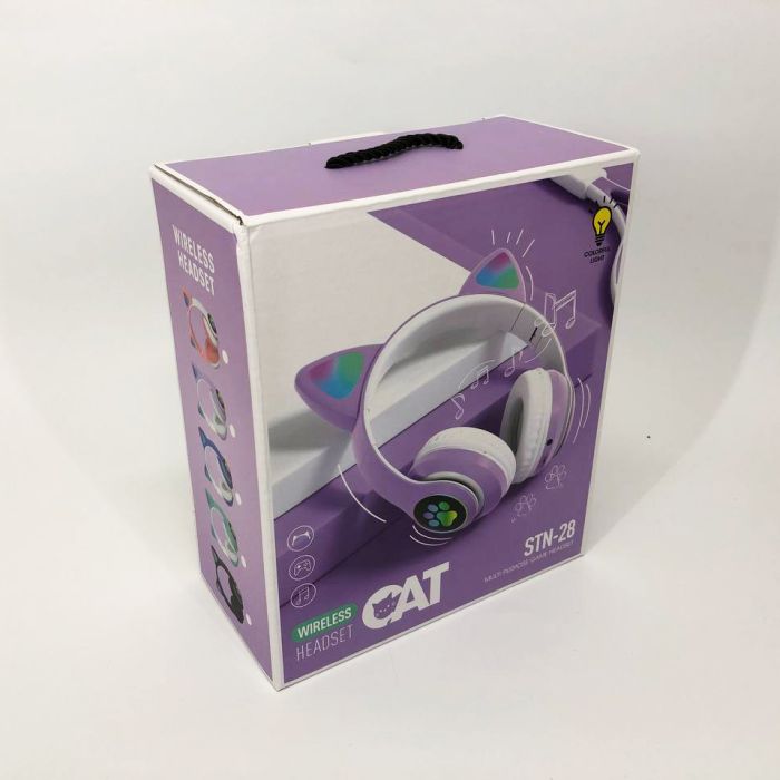 Беспроводные LED наушники с кошачьими ушками CAT STN-28. Цвет: фиолетовый