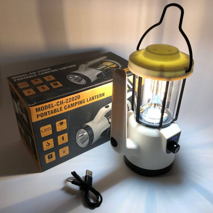 Кемпинговый ручной фонарь CH-22020 (LM + COB) + Power bank + Type-C + 2 режима (плавное регулирование)
