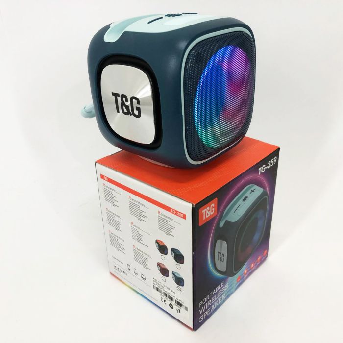 Портативная Bluetooth колонка TG359 7W с RGB подсветкой, аккумуляторная колонка для музыки. Цвет: синий