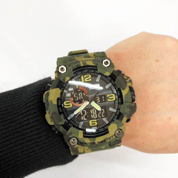 Часы наручные мужские SKMEI 1520CMGN CAMO GREEN, часы военные мужские, для военнослужащих. Цвет: камуфляж