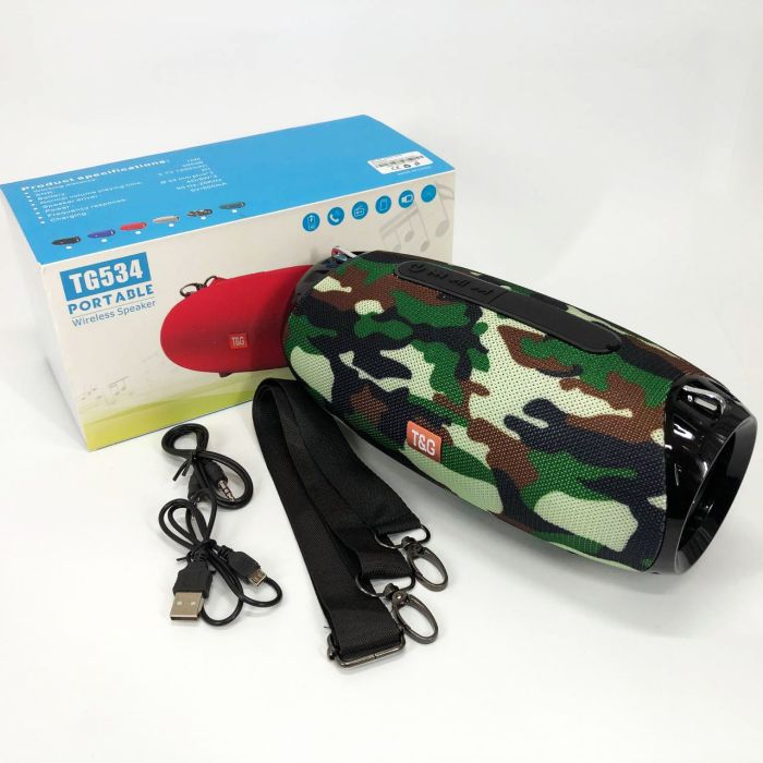 Портативная Bluetooth колонка TG534 SD IPX5 с ремешком, громкая блютуз колонка. Цвет: камуфляж