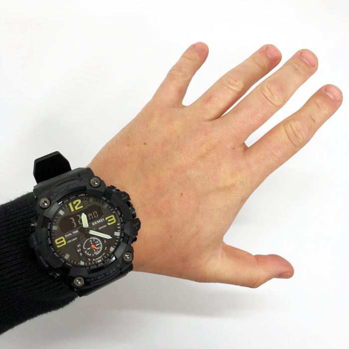 Часы наручные мужские SKMEI 1965BK BLACK, армейские часы противоударные. Цвет: черный
