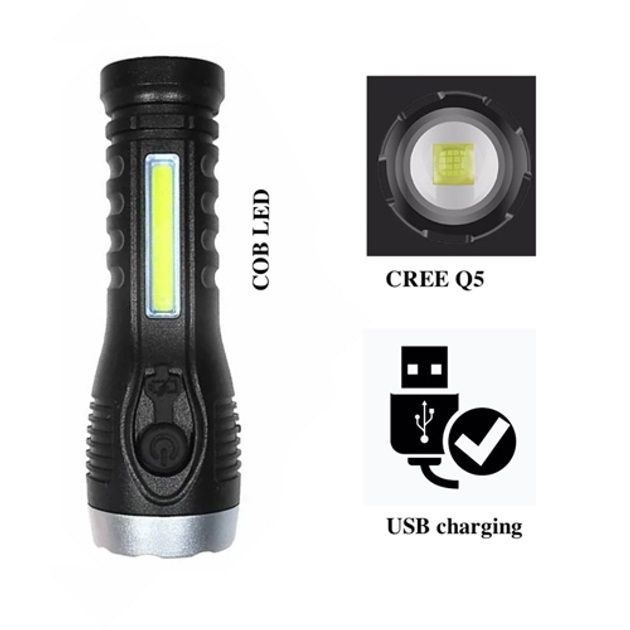 Фонарик карманный светодиодный Police BL-C136-LM+COB,  Ручной фонарь с высокой яркостью сверхмощный