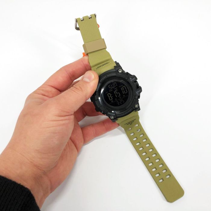 Часы наручные мужские SKMEI 1384KH KHAKI, часы наручные электронные тактические. Цвет: хаки
