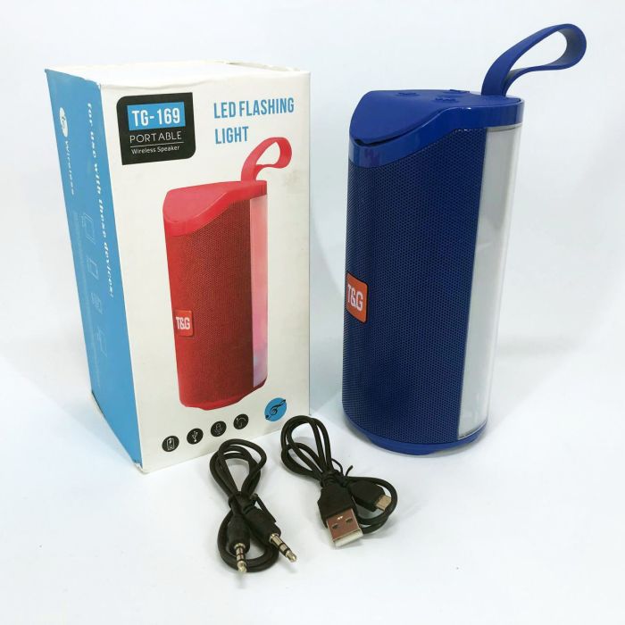 Портативная Bluetooth колонка TG169 с разноцветной подсветкой FM-радио 5Wx2. Цвет: синий