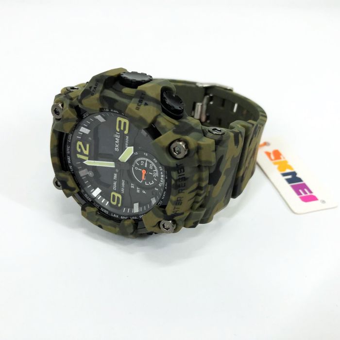 Часы наручные мужские SKMEI 1965CMGN CAMO GREEN, военные мужские наручные часы зеленые. Цвет: камуфляж