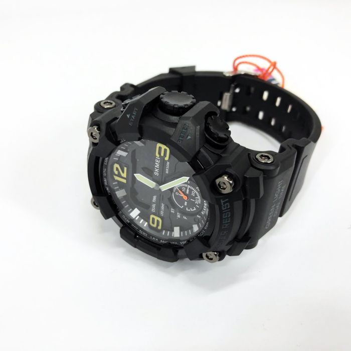 Часы наручные мужские SKMEI 1965BK BLACK, армейские часы противоударные. Цвет: черный