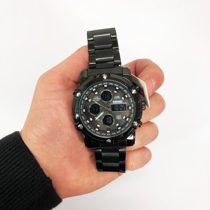 Часы наручные мужские SKMEI 1389BK BLACK, водонепроницаемые мужские часы. Цвет: черный