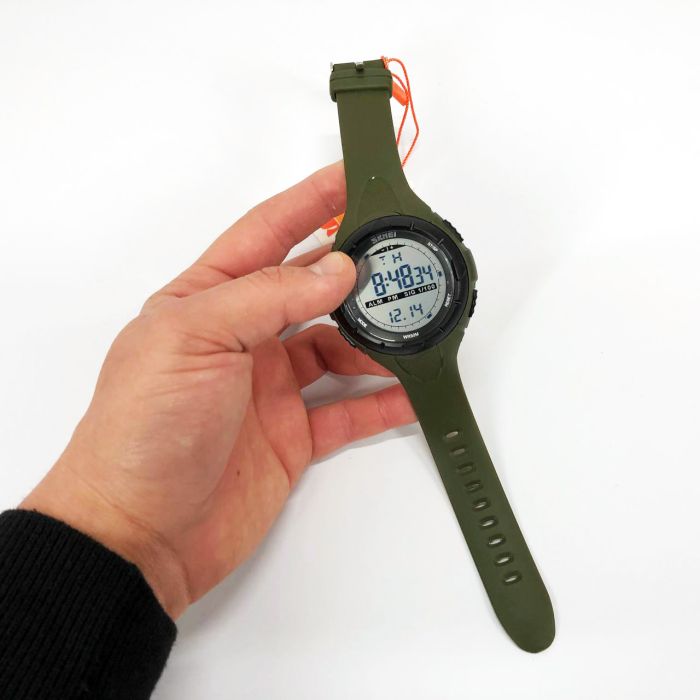 Мужские часы Skmei 1025AG ARMY GREEN, армейские часы противоударные. Цвет: зеленый