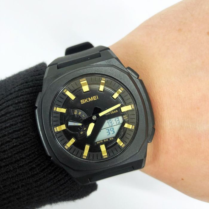 Часы наручные мужские SKMEI 2091BKGDWT, модные мужские часы круглые, оригинальные мужские часы
