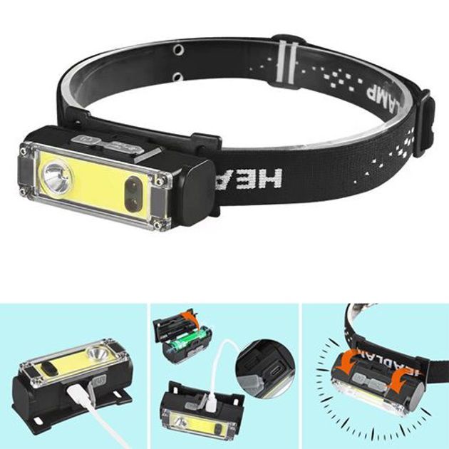 Фонарь налобный BL-T124-ХРЕ+COB (White+Red), фонарик светодиодный для туриста, водонепроницаемый фонарик