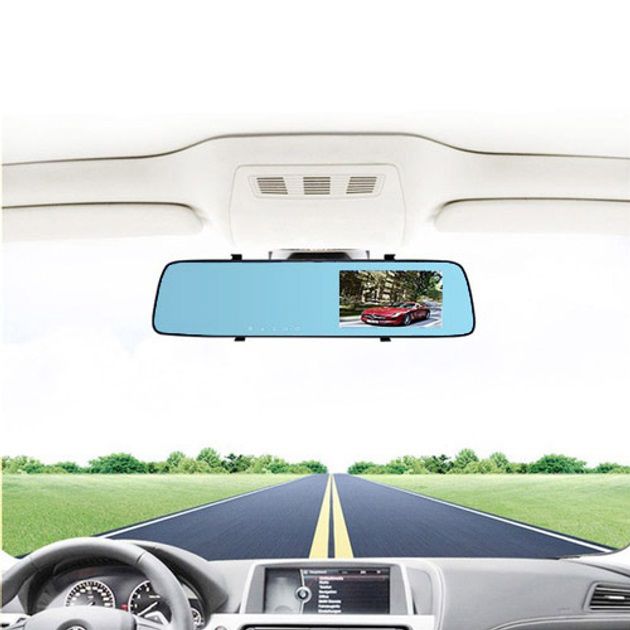 Автомобильный видеорегистратор-зеркало L-9003 4,3 TOUCH SCREEN 2 камеры 1080P Full HD