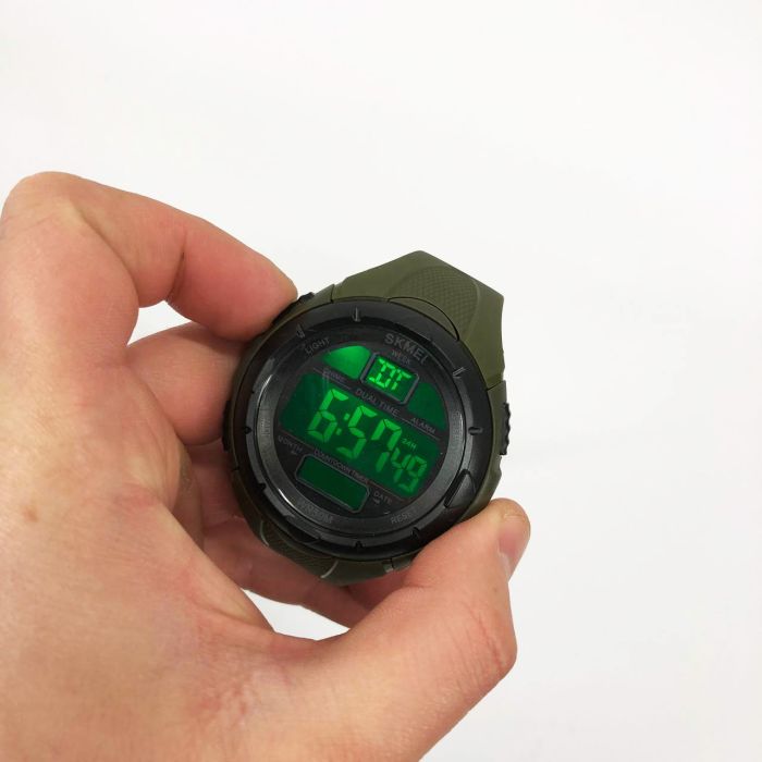 Часы наручные мужские SKMEI 1656GN ARMY GREEN, часы наручные электронные тактические. Цвет: зеленый