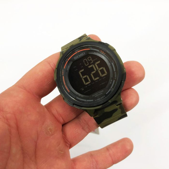 Часы наручные мужские SKMEI 1841CMGN ARMY GREEN CAMO, водонепроницаемые мужские часы. Цвет: зеленый