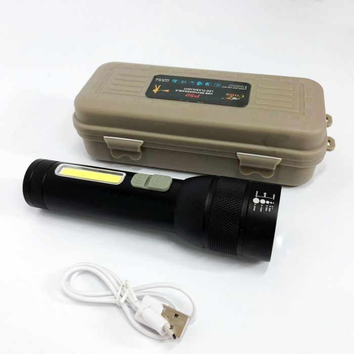 Фонарь аккумуляторный CB-C21-P90+COB, Мощный аккумуляторный лед фонарик, Ручной фонарик led