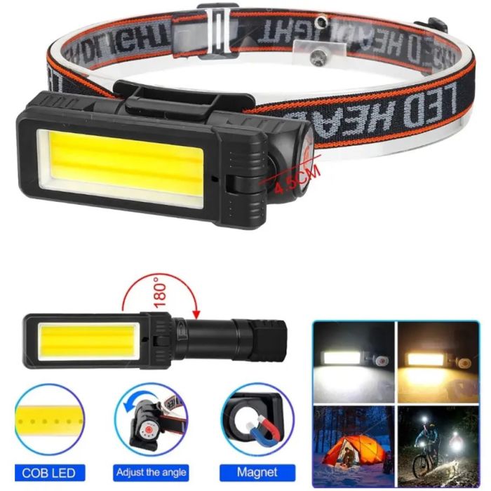 Фонарь WORKLIGHT 2 в 1 5305-COB(WHITE+YELLOW), Мощный фонарь для рыбалки, Мощный фонарь на голову