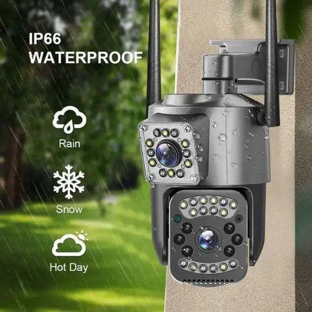Уличная IP камера 4G/Wi-Fi с двумя линзами SC03 V380pro 4 Mп, Видеокамера с цифровым зумом и микрофоном