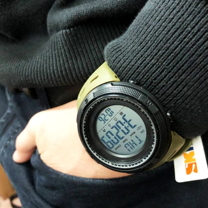 Часы наручные мужские SKMEI 1167AG ARMY GREEN, брендовые мужские часы. Цвет: зеленый