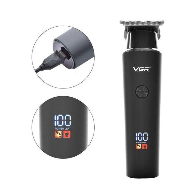Триммер для волос VGR V-937, с USB-кабелем для зарядки, светодиодным дисплеем, 3 насадками