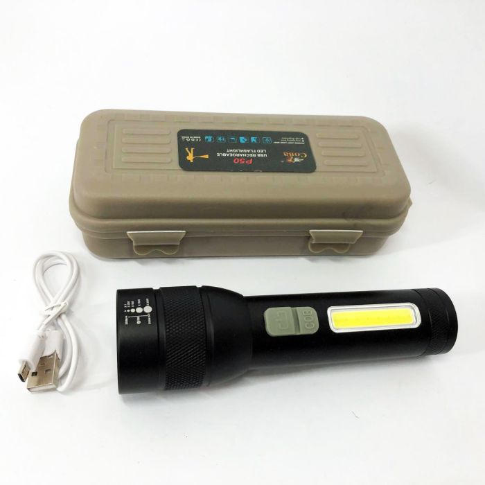 Фонарь аккумуляторный CB-C21-P90+COB, Мощный аккумуляторный лед фонарик, Ручной фонарик led