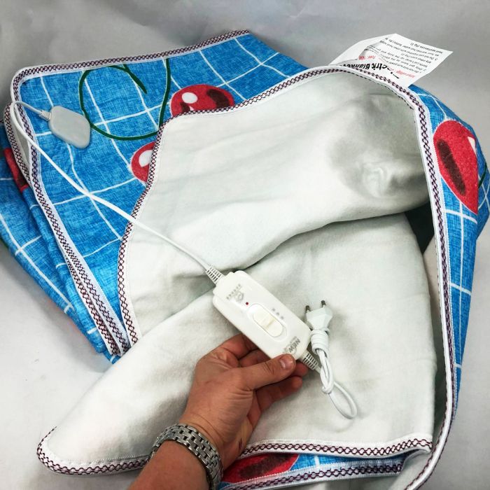 Электропростынь электрическая простынь с подогревом Electric Blanket 170х150см голубая клетка