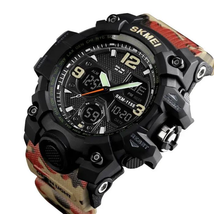 Часы наручные мужские SKMEI 1155BAG RED CAMO, брендовые мужские часы. Цвет: красный камуфляж