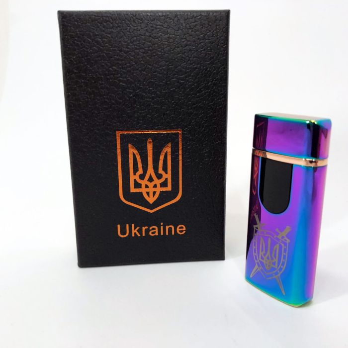 Электрическая и газовая зажигалка Украина с USB-зарядкой HL-432, Юсб зажигалка. Цвет: хамелеон