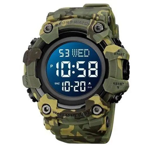 Часы наручные мужские SKMEI 1968CMGN GREEN CAMO, водонепроницаемые мужские часы. Цвет: камуфляж