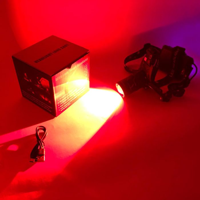 Фонарь налобный NIGHT VISION FLUORESCENCE CT012-3L-2TG(white+red), Налобный фонарь с линзой