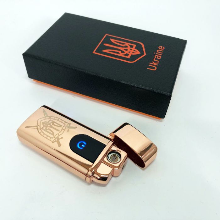 Электрическая и газовая зажигалка Украина с USB-зарядкой HL-431, Юсб зажигалка. Цвет: золотой