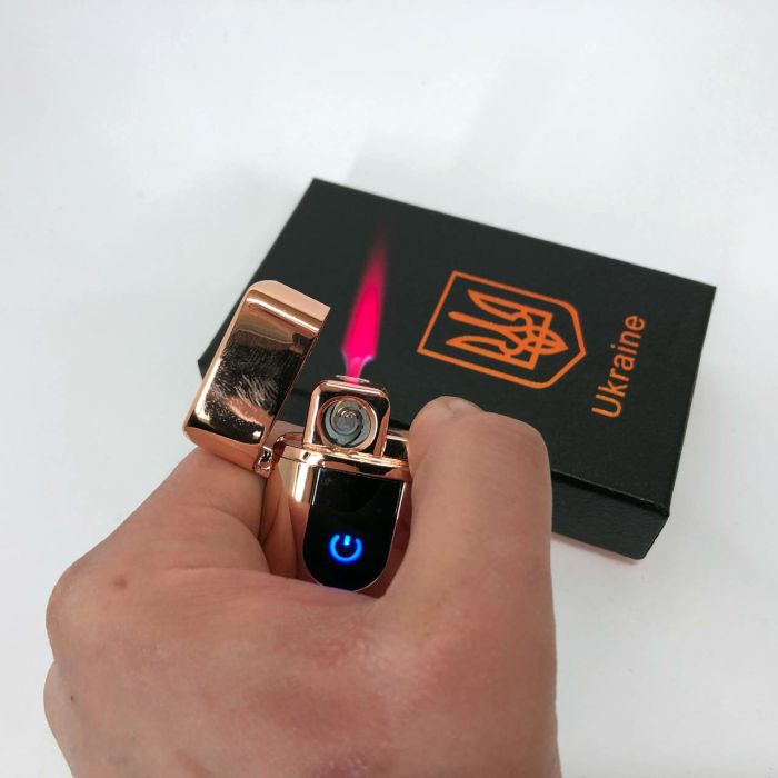 Электрическая и газовая зажигалка Украина с USB-зарядкой HL-431, Юсб зажигалка. Цвет: золотой