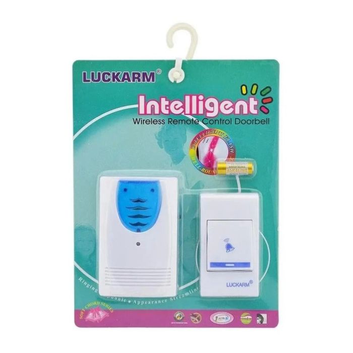 Дверной звонок от батареек Luckarm Intelligent 8203 беспроводной. Цвет: голубой