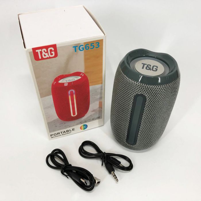 Портативная Bluetooth-колонка TG653 USB с ремешком, громкая колонка для вечеринки. Цвет: серый