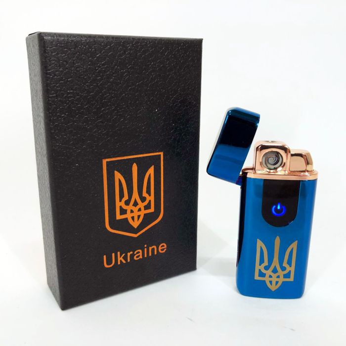 Электрическая и газовая зажигалка Украина с USB-зарядкой HL-431, зажигалка спиральная. Цвет: синий