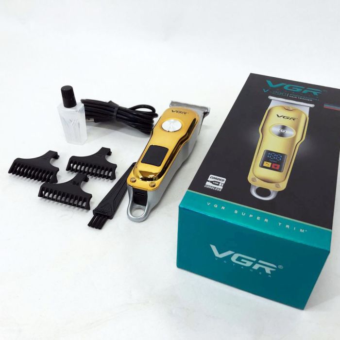 Триммер для волос и бороды VGR V-290 LED Display 3 насадки, машинка для стрижки волос домашняя