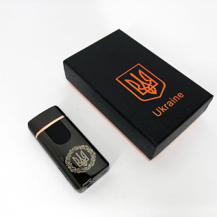 Электрическая и газовая зажигалка Украина с USB-зарядкой HL-435, зажигалка необычная. Цвет: черный