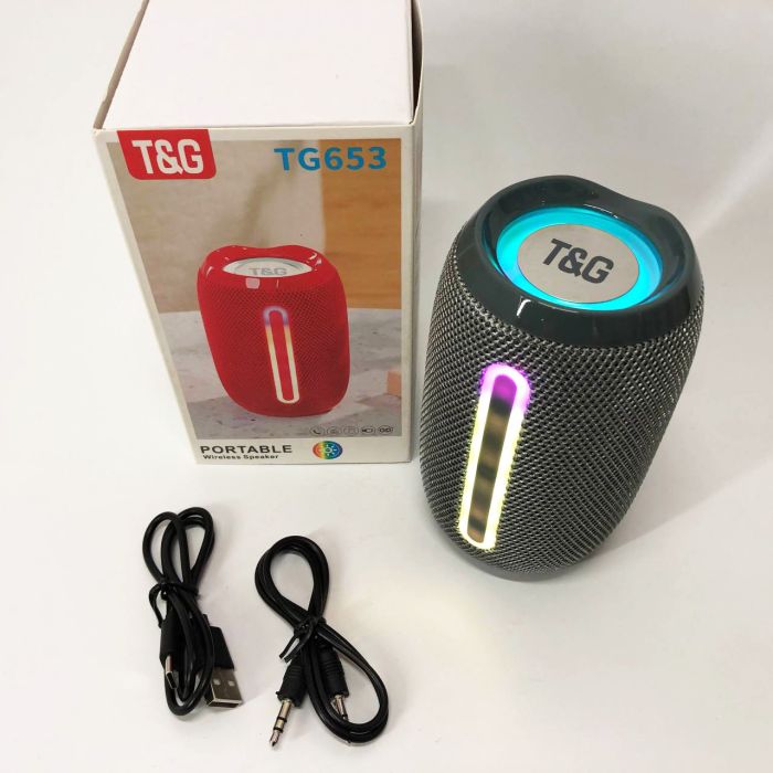Портативная Bluetooth-колонка TG653 USB с ремешком, громкая колонка для вечеринки. Цвет: серый