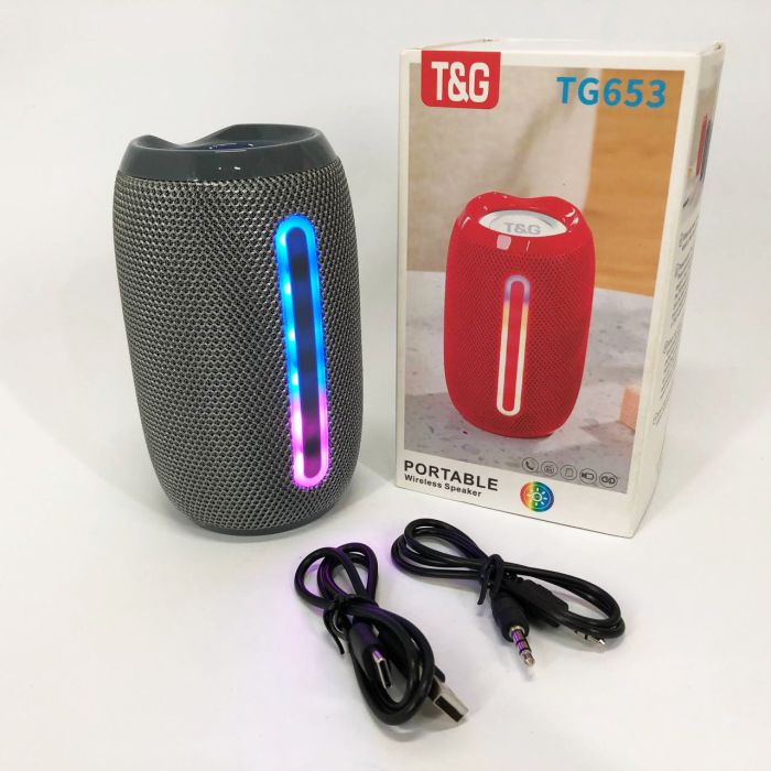 Портативная Bluetooth-колонка TG653 USB с ремешком, громкая колонка для вечеринки. Цвет: серый