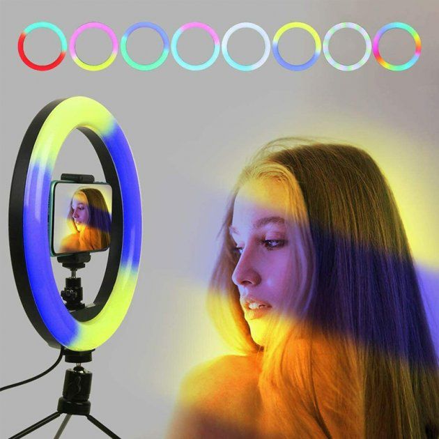 Кольцевая светодиодная лампа RGB LED RING MJ20 20 см с держателем телефона